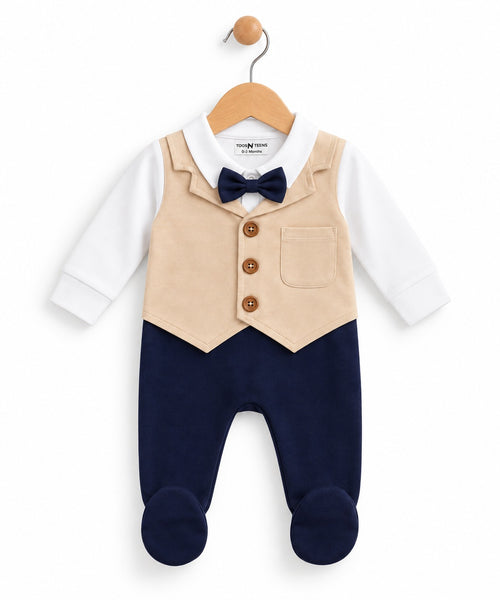 Dove Tuxedo Baby Boy Romper (0-36M)