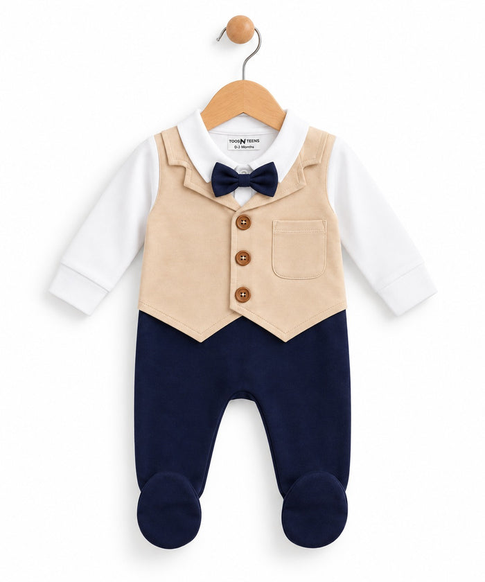 Dove Tuxedo Baby Boy Romper (0-36M)