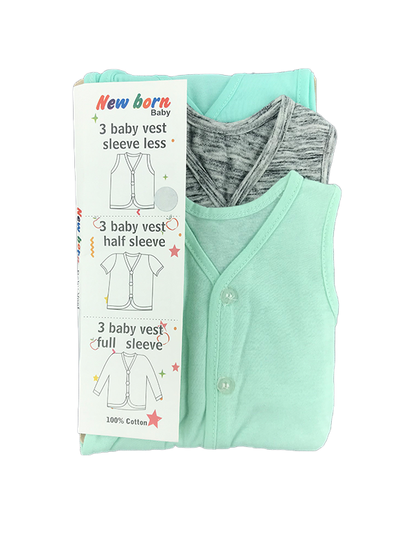 BE24-Pack of 3 baby sleeve less vest
