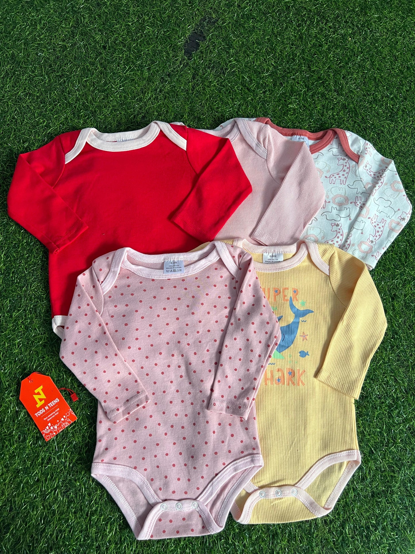Pack Of 5 Premium Baby Bodysuits (6-9M)