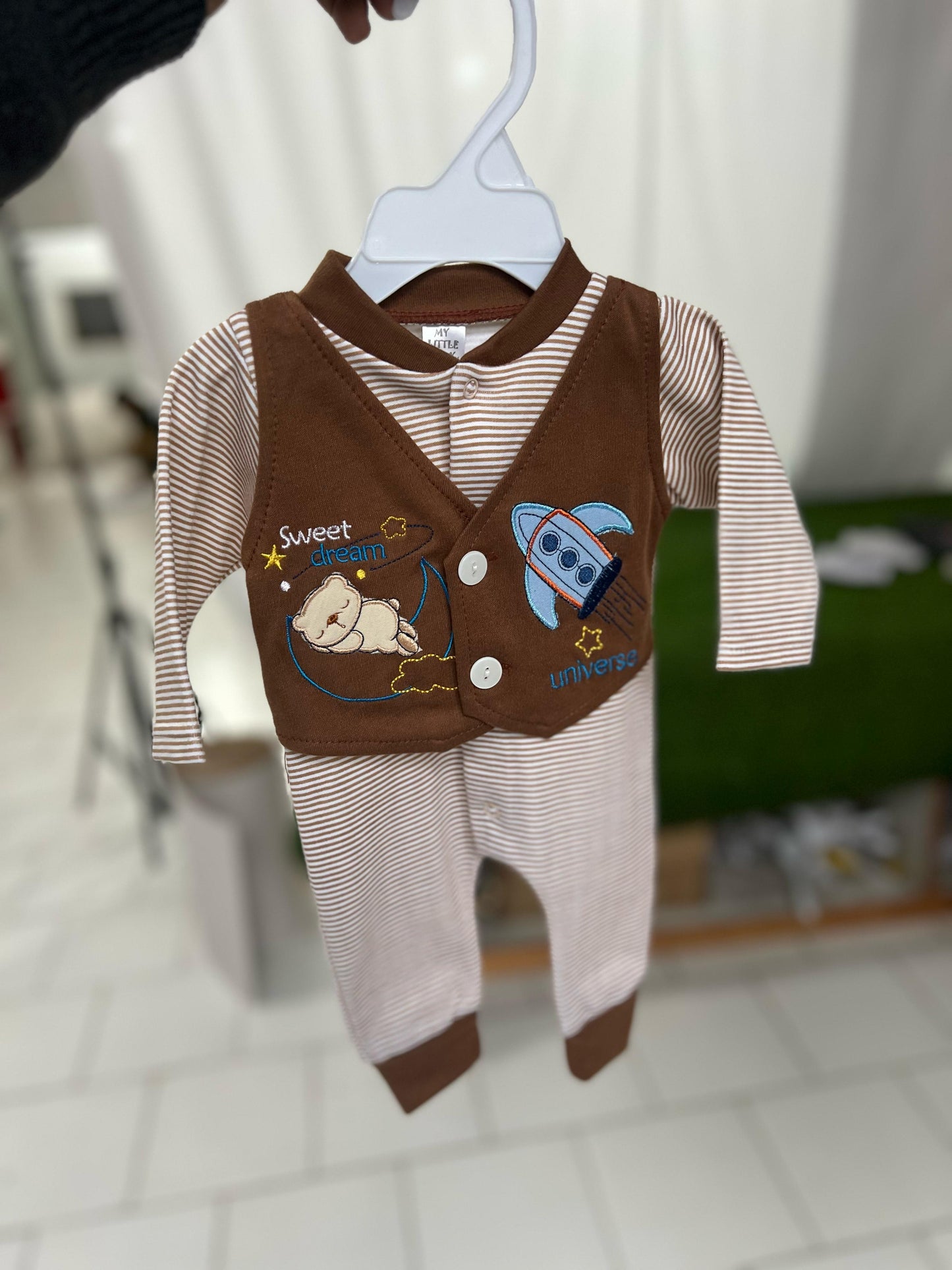Space Theme Unisex Romper 0-12M Tropical
