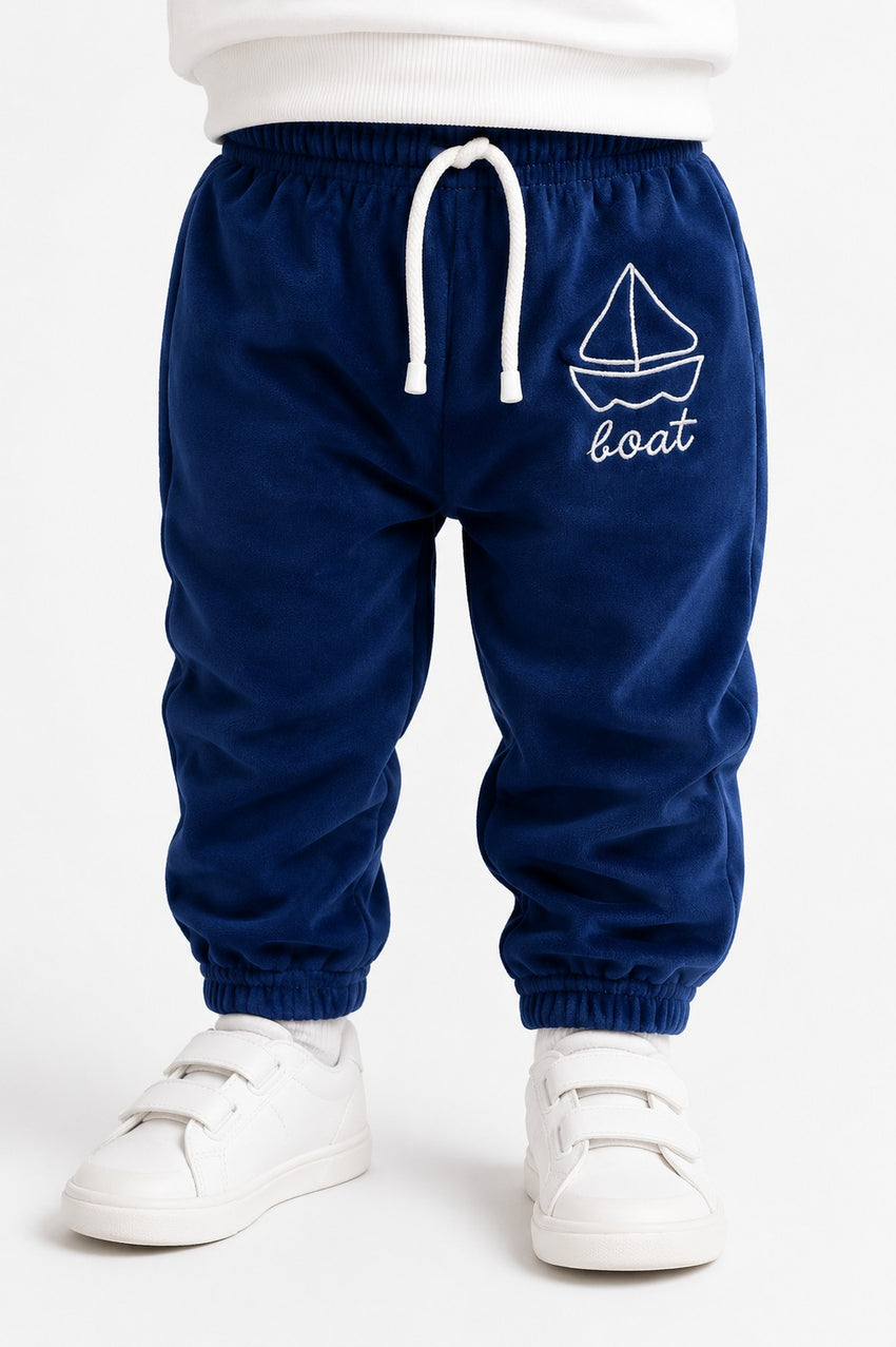 Velvet Trouser (9-24M) - Navy Blue