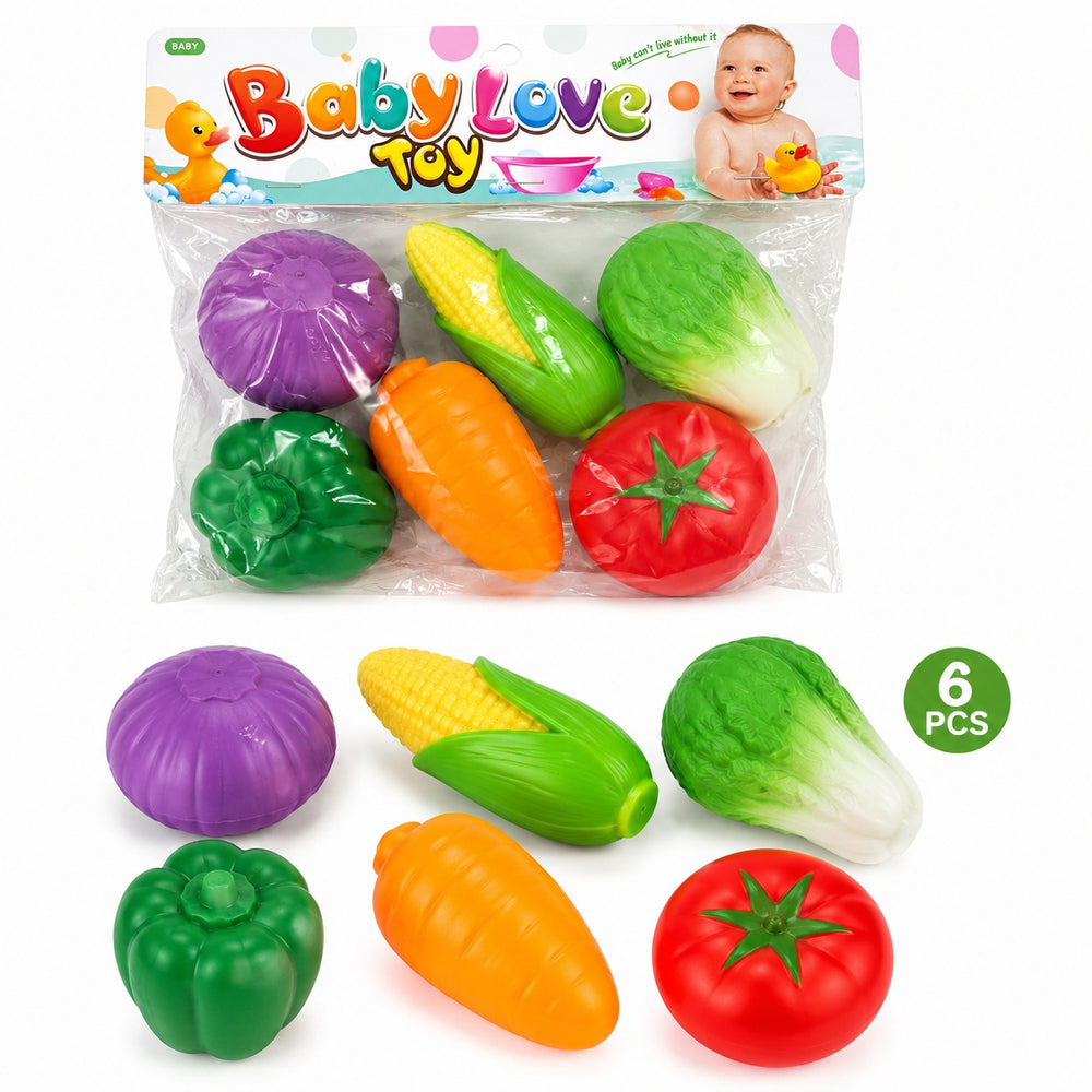6 Pieces Baby Soft Silicone Fruit & Vegetable Toys