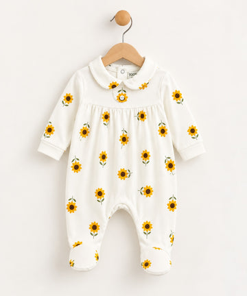 Peter Pan Collar Printed Romper (0–12 Months)
