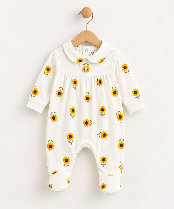 Peter Pan Collar Printed Romper (0–12 Months)