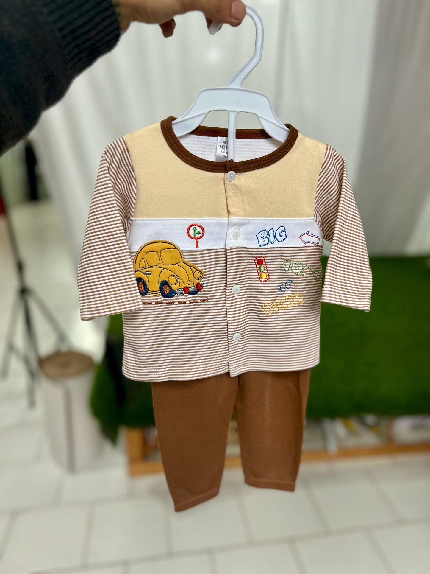 Big Car 2 Piece Boys Tropical Dress 0-9M