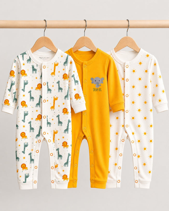 Pack of 3 Safari Sleepsuits (0-24M)