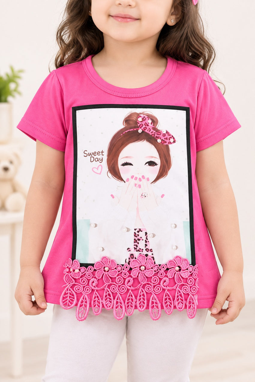 Girls T-Shirt (3-18M)- Peach