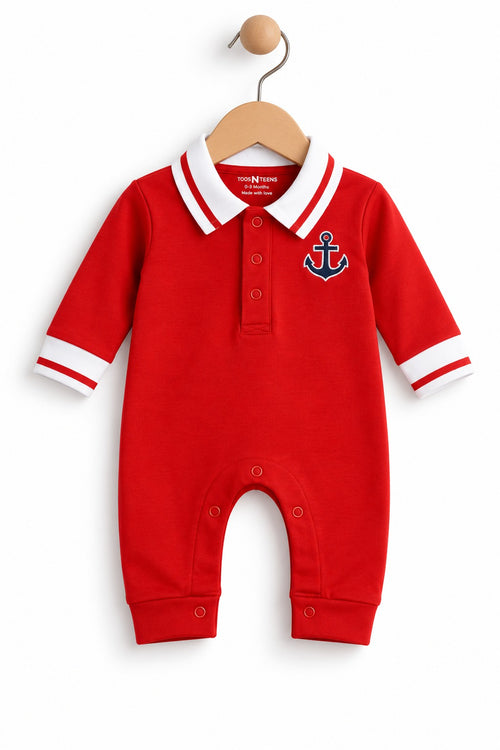 Nautical Baby Boy Polo Romper (0-36M)