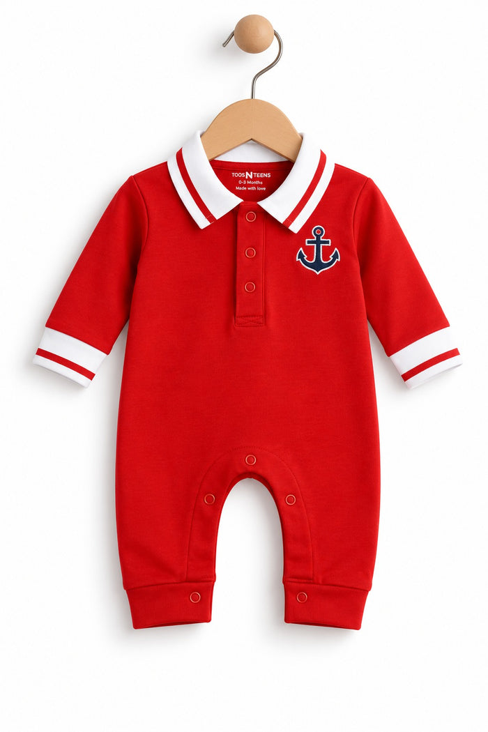 Nautical Baby Boy Polo Romper (0-36M)