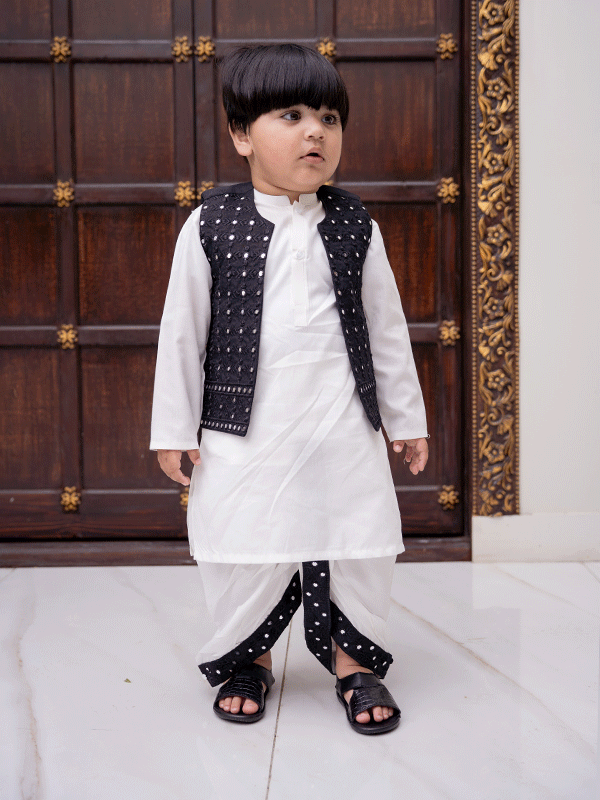 Dhoti Kurta Waistcoat Set (9-36M)