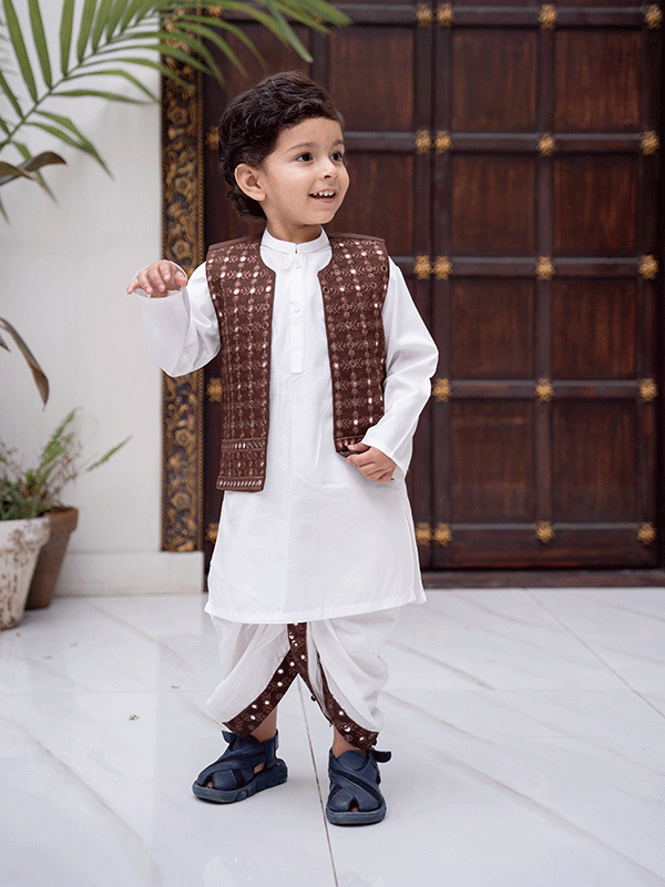 Dhoti Kurta Waistcoat Set (9-36M)