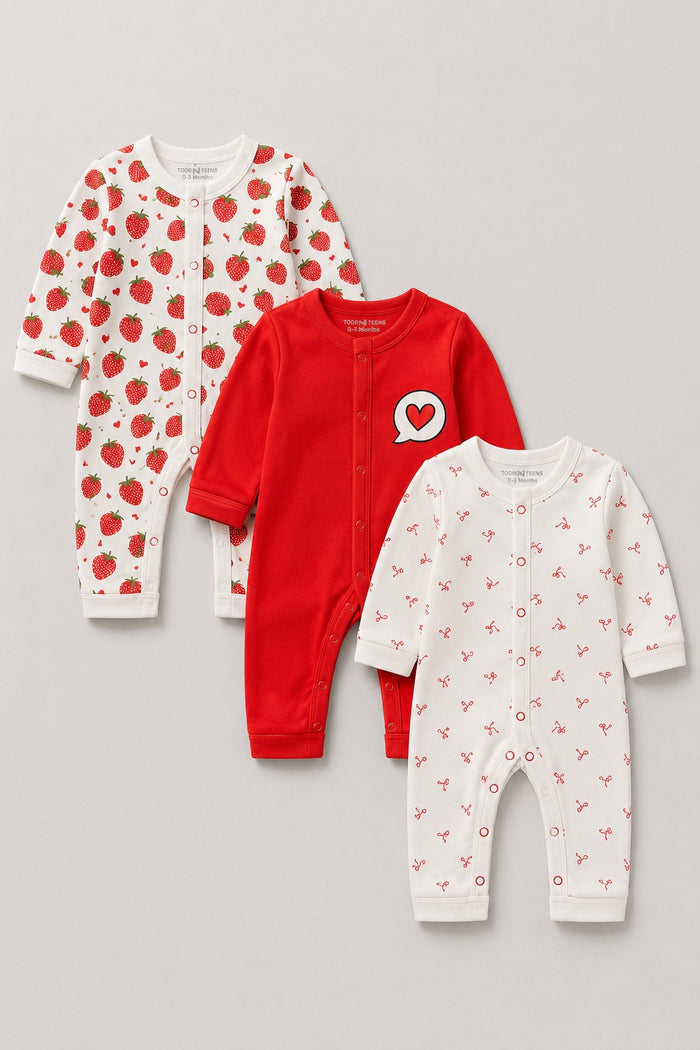 Pack of 3 Berry Sleepsuits (0-24M)
