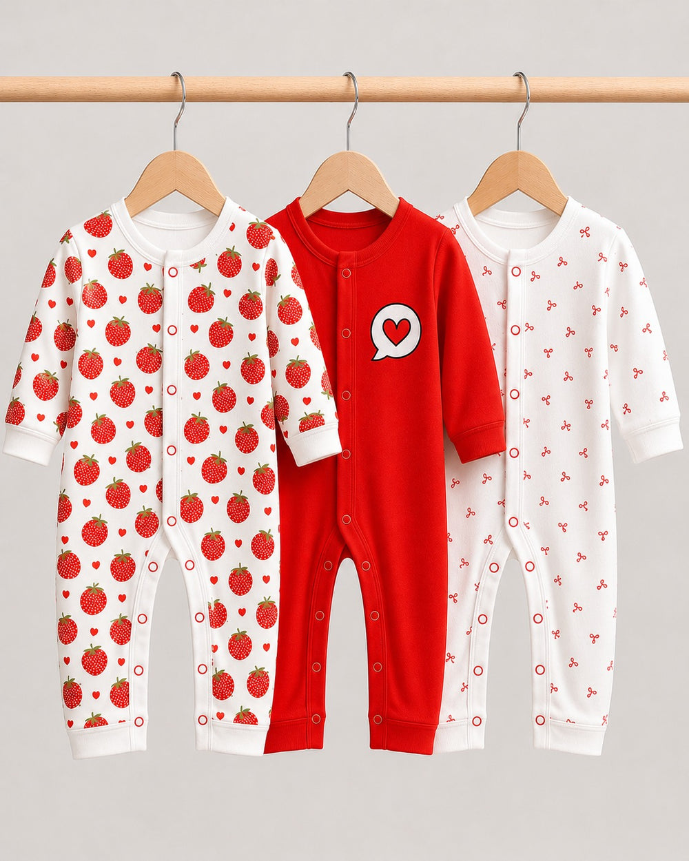 Pack of 3 All-Season Interlock Baby Sleepsuits (0–24 Months)