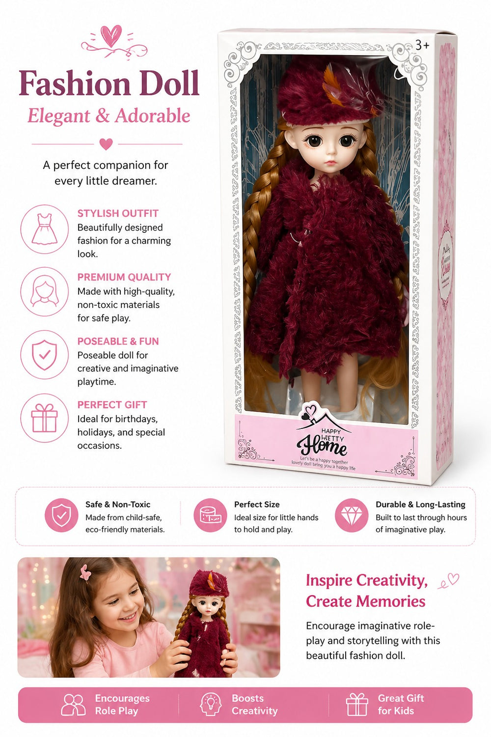 12 inches 3D face doll - CY852A-9