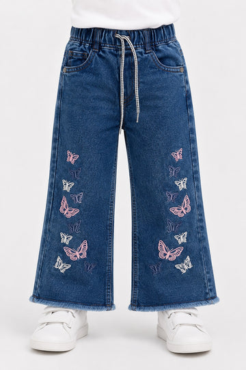 Girls Stylish Wide Leg Pants (3-10Y) - Navy Blue