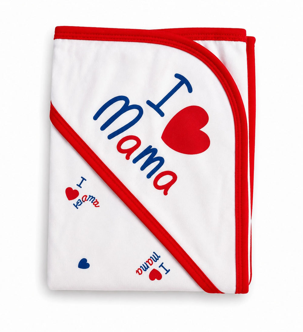 I love papa & mama Cotton Wrap Sheet - Red