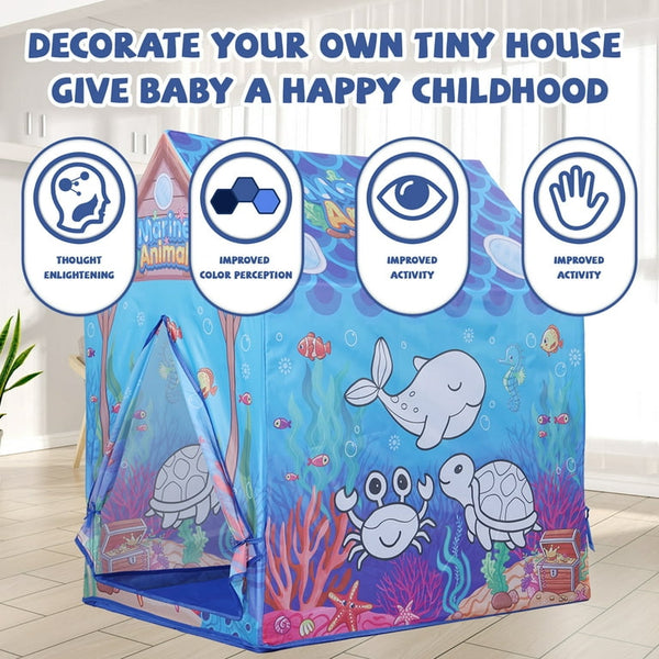 Portable Folding Marine Animals Coloring Tent With Color Painting