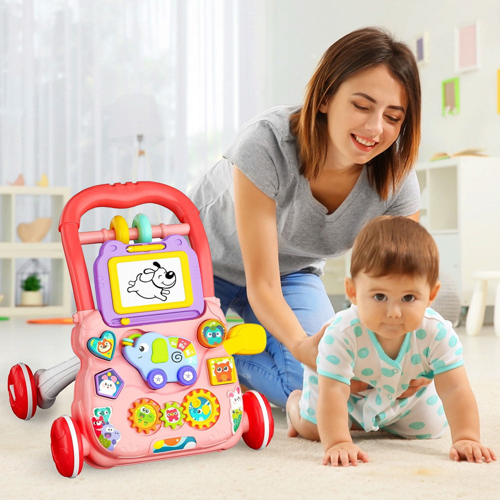 Huanger 2 in 1 Baby Walker with Drawing Board-Sit-to-Stand - 0810-11