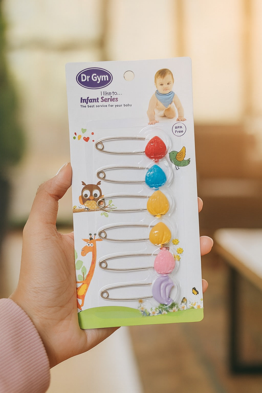 FE187-6 pieces baby safety pins - fruits