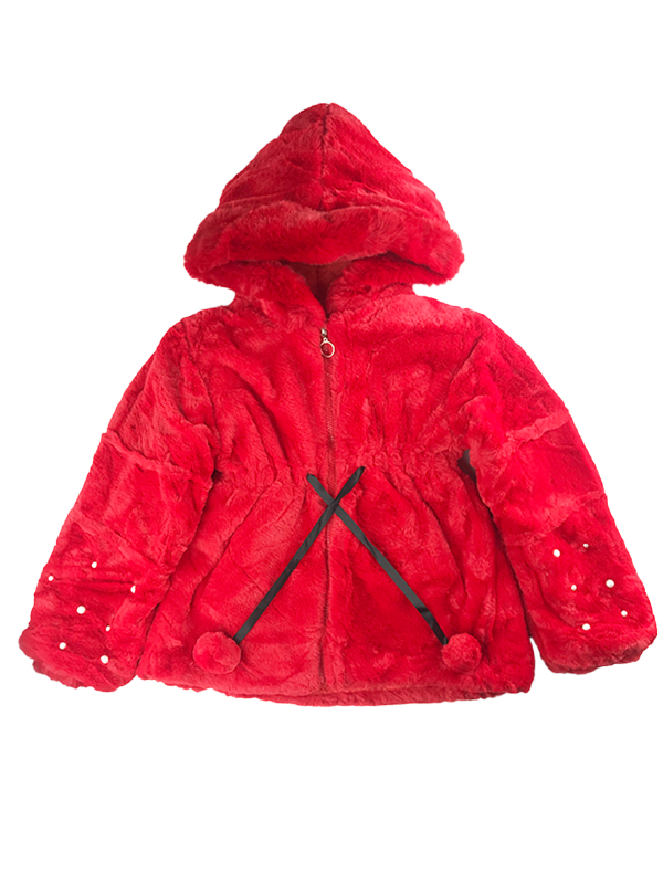 G251-Girls Red Fur Coat