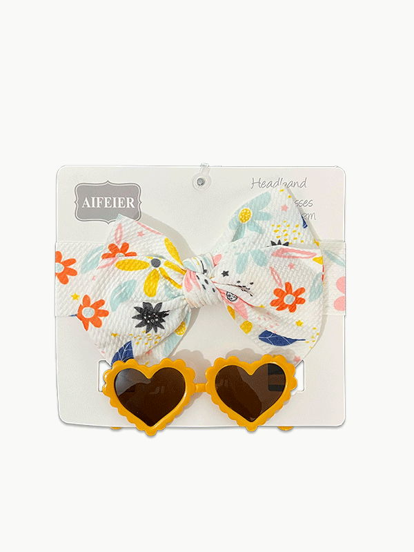Heart Shaped Headband & Shades - Yellow
