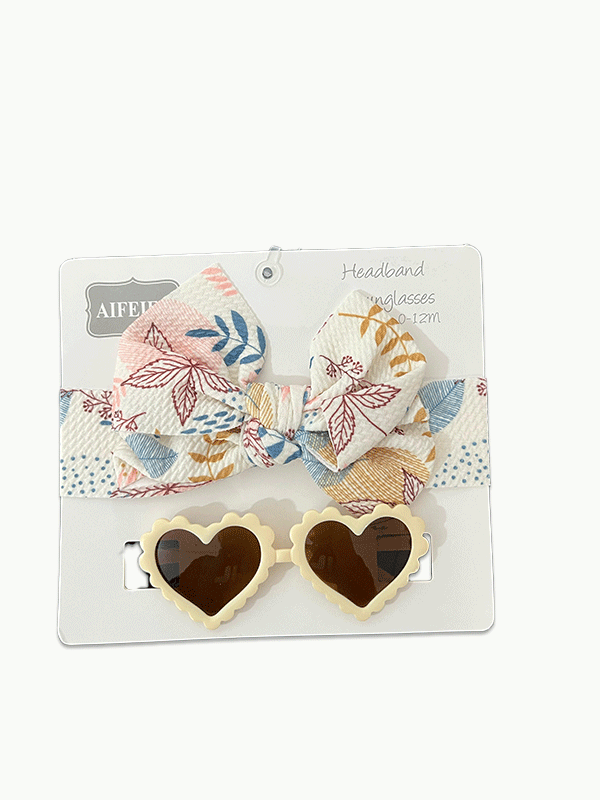Heart Shaped Headband & Shades - Off white