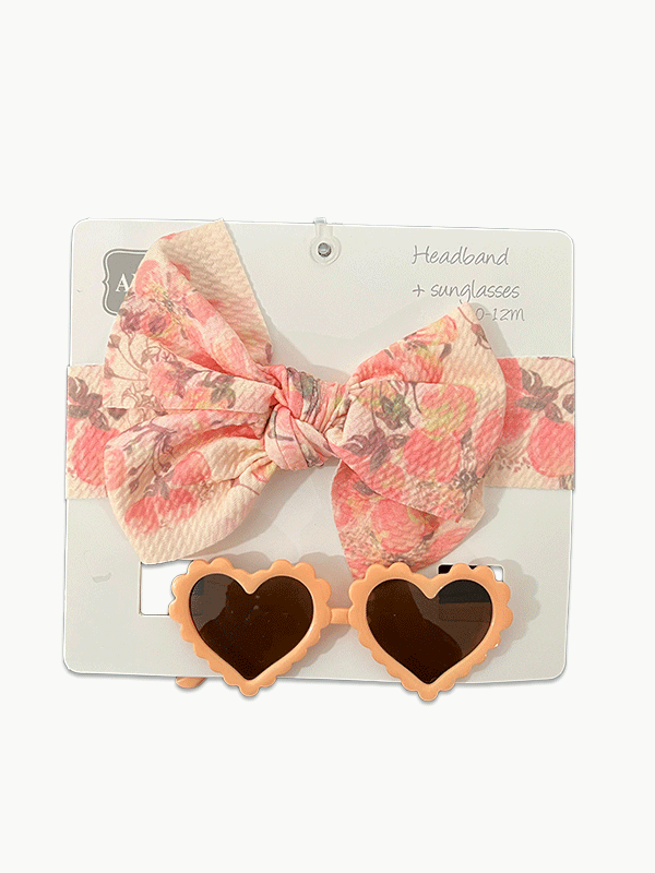 Heart Shaped Headband & Shades - Peach