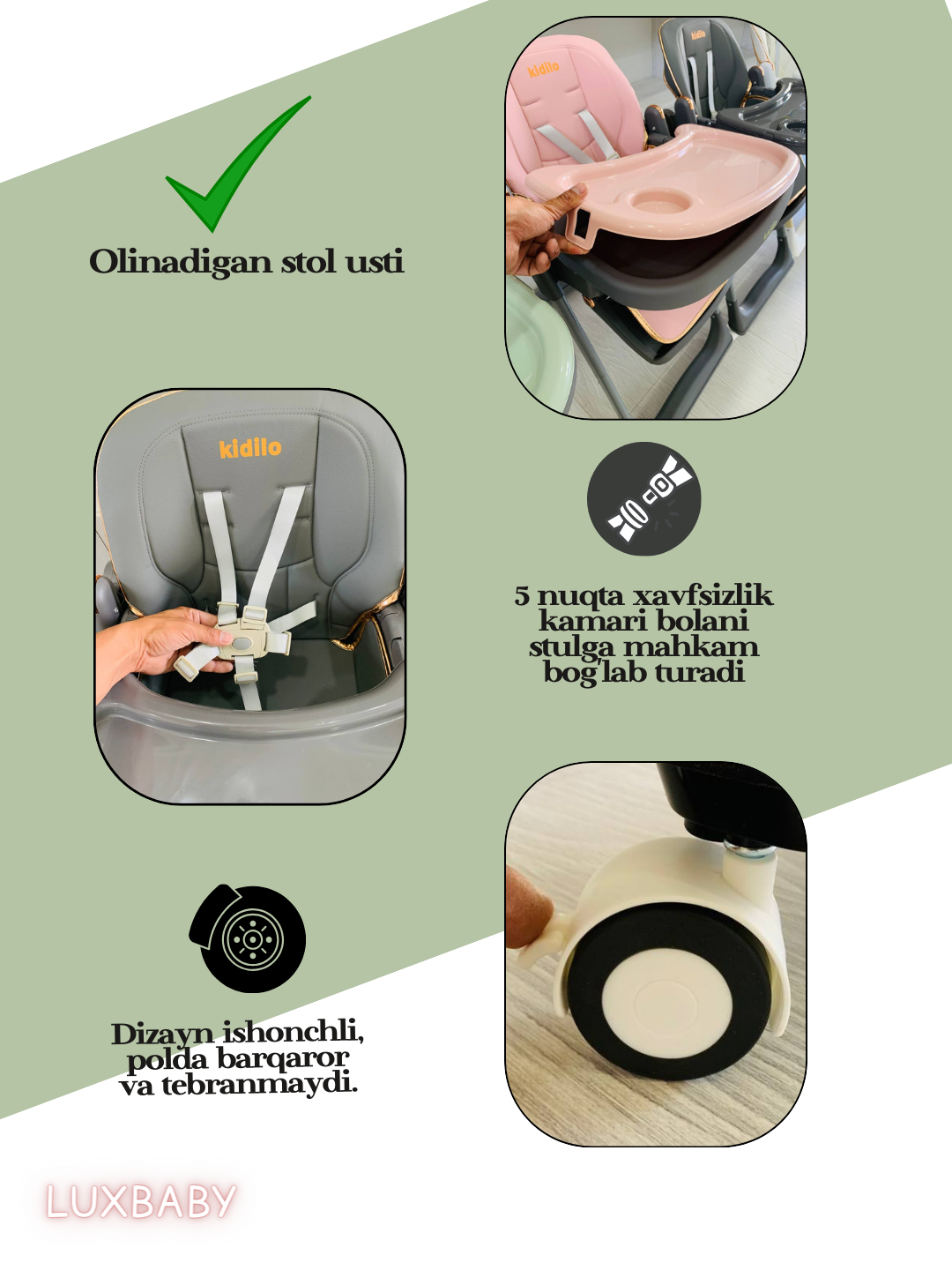 Kidilo Baby High Chair for Feeding Children-AQ-8122
