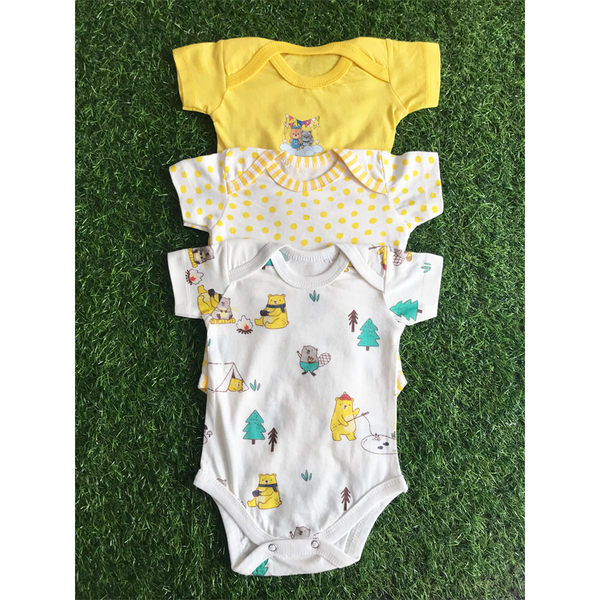 N331-Pack of 3 Yellow Bodysuits