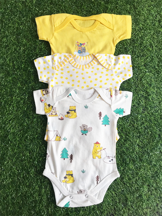 N331-Pack of 3 Yellow Bodysuits