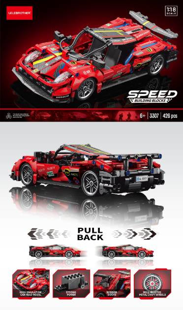 455 PCS Pull Back Blocks - RED - 3307