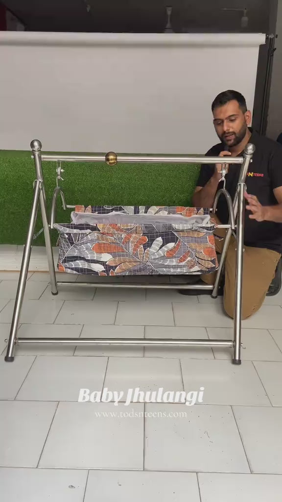 Stainless Steel Baby Jhulangi With Mosquito Net
