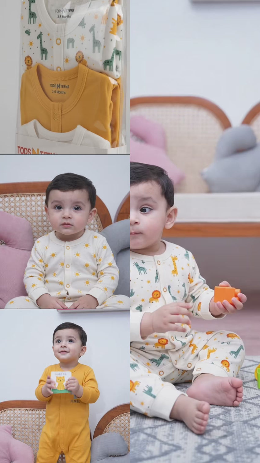Pack of 3 Safari Sleepsuits (0-24M)