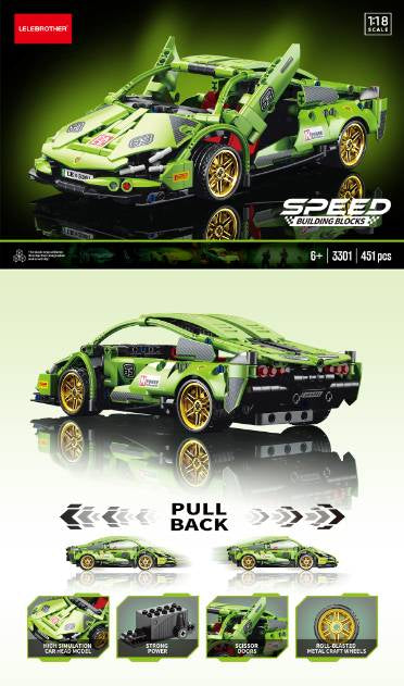 451 Pcs Pull Back Blocks - green - 9026(3301)