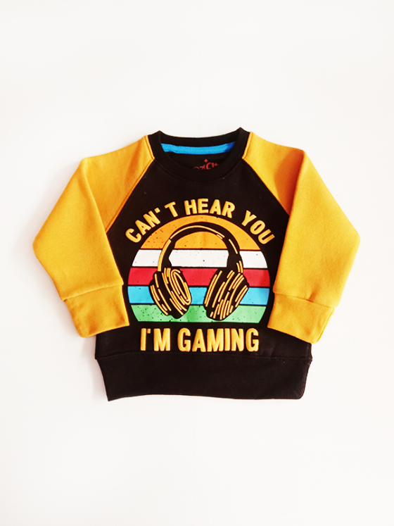 WS25-Black Headphones Sweatshirt (1-11Y)